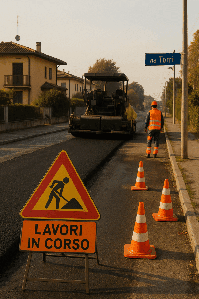 Bagnarola, svolta per la curva pericolosa di via Cesenatico: asfalto nuovo e marker luminosi a Led