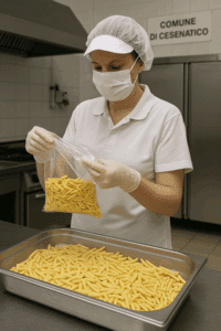 Larve nella pasta delle mense scolastiche: la responsabilità è del fornitore esterno