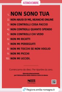 “Non sono tua”: il decalogo contro la violenza condiviso anche dalla Municipale di Cesenatico