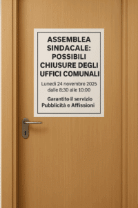 Assemblea sindacale: domani mattina possibili chiusure degli uffici comunali
