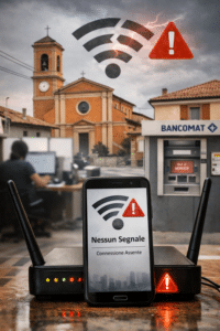 Blackout della rete a Sala di Cesenatico, mattinata di disagi tra case, uffici e banca