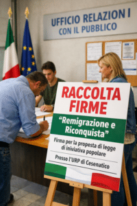 All’URP la raccolta firme per la proposta di legge popolare “Remigrazione e Riconquista”