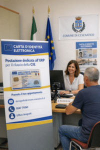 Una postazione Urp per il rilascio della carta d’identità elettronica