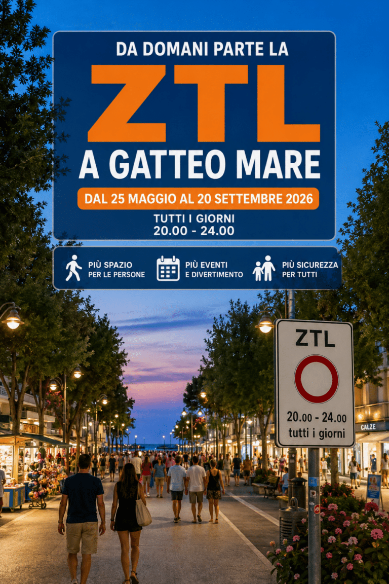 Da domani parte la ZTL a Gatteo Mare: via alle serate estive tra passeggiate, eventi e centro “car free”