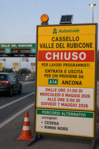 Valle del Rubicone, casello chiuso per lavori