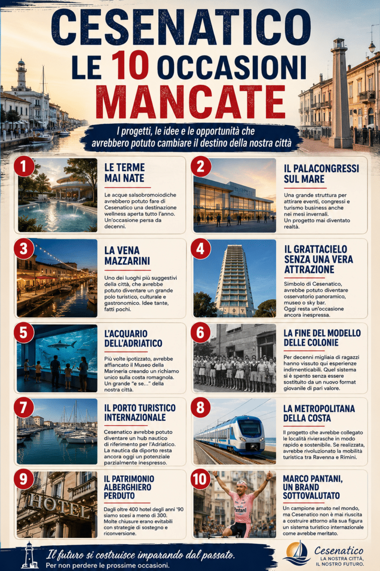 Le 10 occasioni mancate di Cesenatico: i progetti che avrebbero potuto cambiare il destino della città