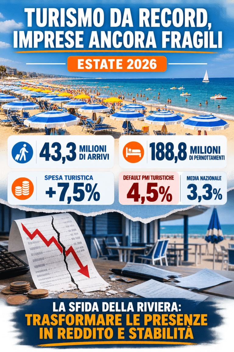Turismo italiano da record, ma le imprese restano fragili: il paradosso riguarda anche la Riviera