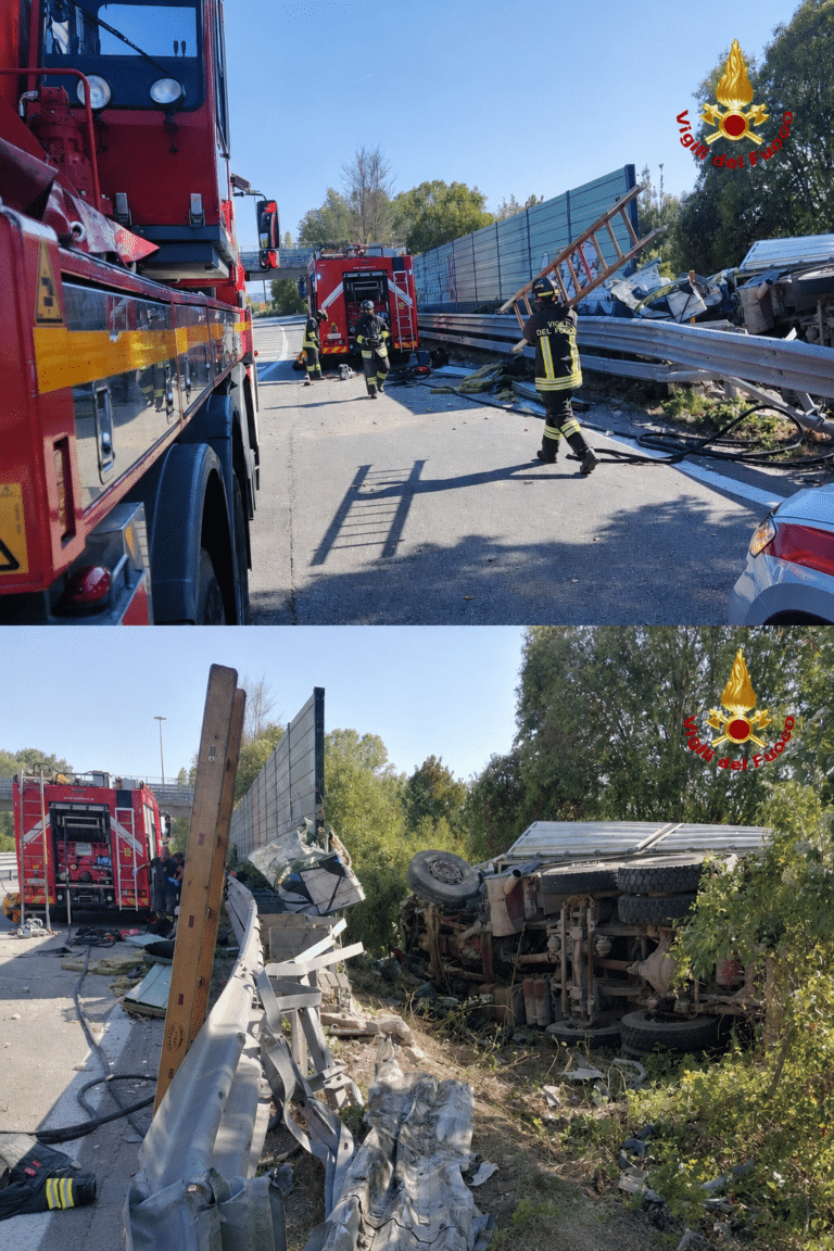 Camion si ribalta sulla Secante, autista estratto dai Vigili del Fuoco