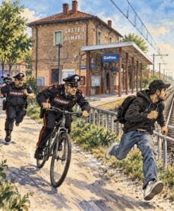 In fuga lungo la ferrovia di Gatteo Mare: un carabiniere lo insegue in bici