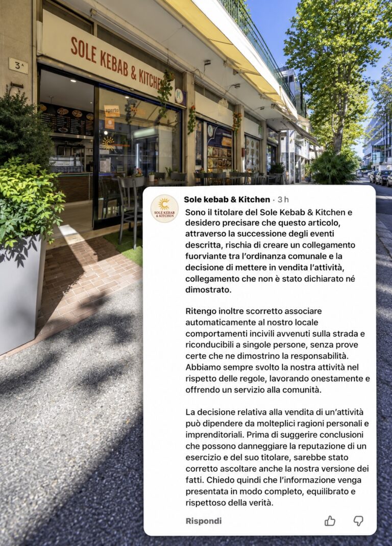 Viale Ferrara, il Sole Kebab replica: “Nessun legame tra ordinanza e vendita”
