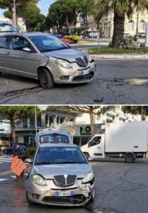 Incidente alla rotonda Azeglio Vicini: auto finisce contro un furgone