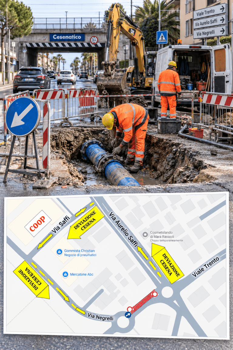 Condotta rotta in viale Trento, deviazioni e modifiche alla viabilità