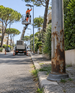 Lampioni corrosi, manutenzione straordinaria in quattro strade di Cesenatico