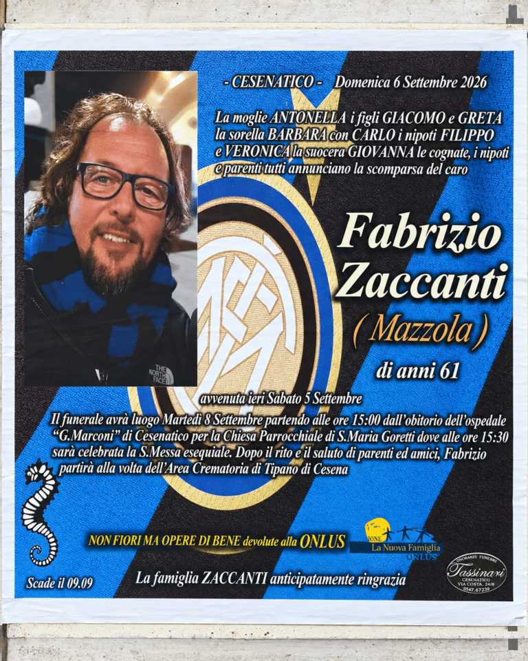 Domani l’ultimo saluto a Fabrizio Zaccanti, l’interista che tutti chiamavano “Mazzola”