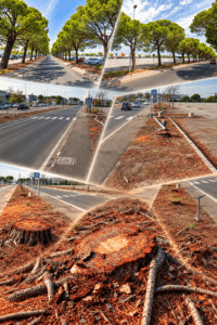 Abbattuti una cinquantina di pini nella zona del Romagna Shopping Valley